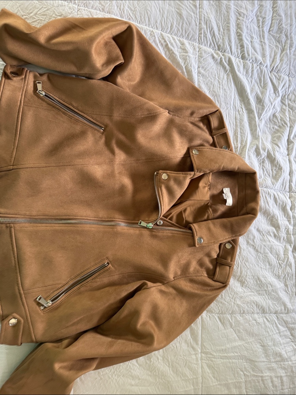 LOFT Women's Camel Brown Leather-Style Moto Jacket